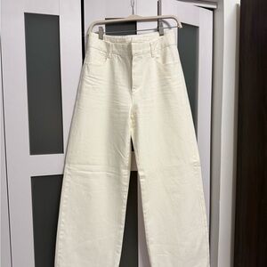 Vince White Washed Twill Wide-Leg Pants
